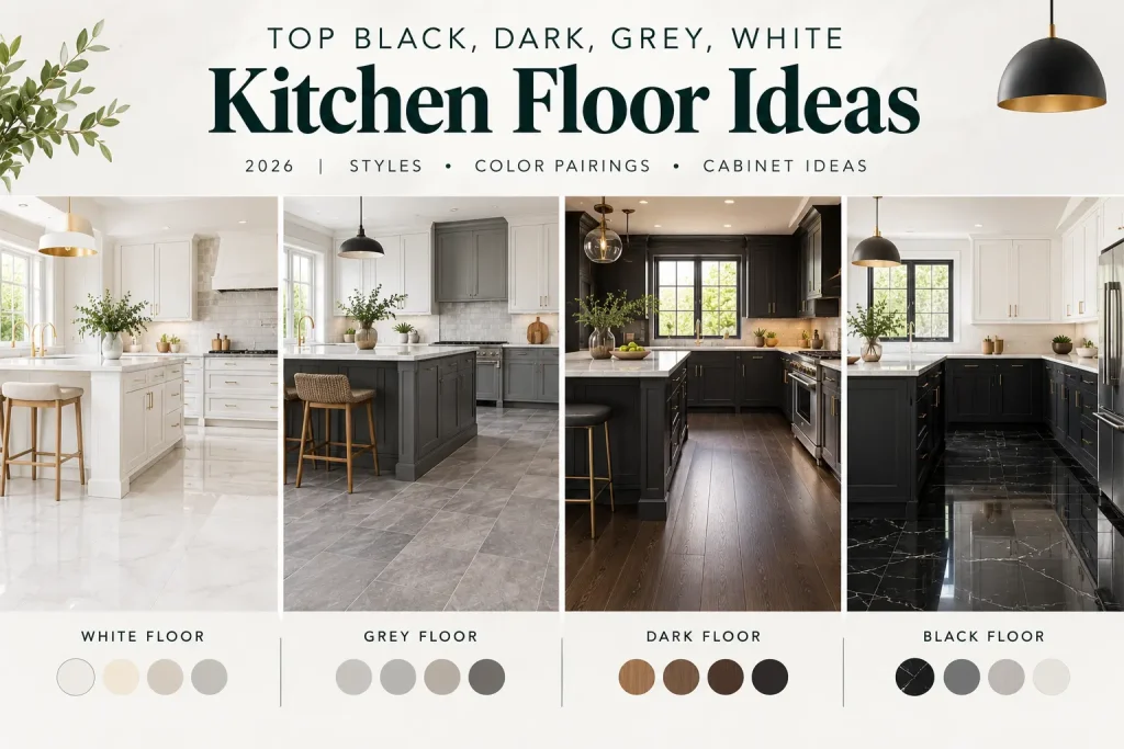 Black, Dark, Gray, White Kitchen Floor Ideas