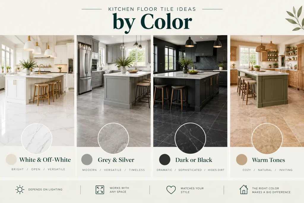 4 Kitchen Floor Tile Ideas by Color